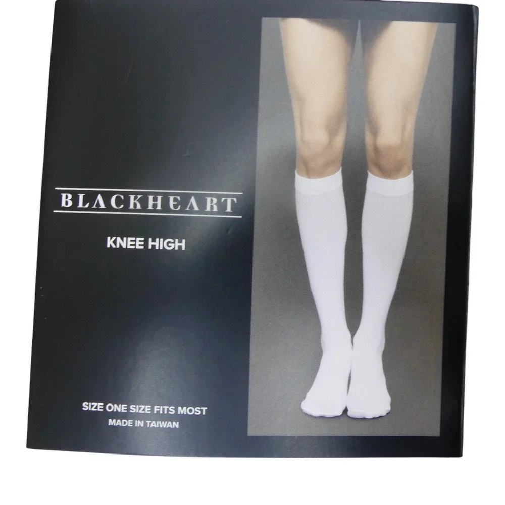 Blackheart Knee High Socks Womens OS White 100% Nylon Hot Topic KH White